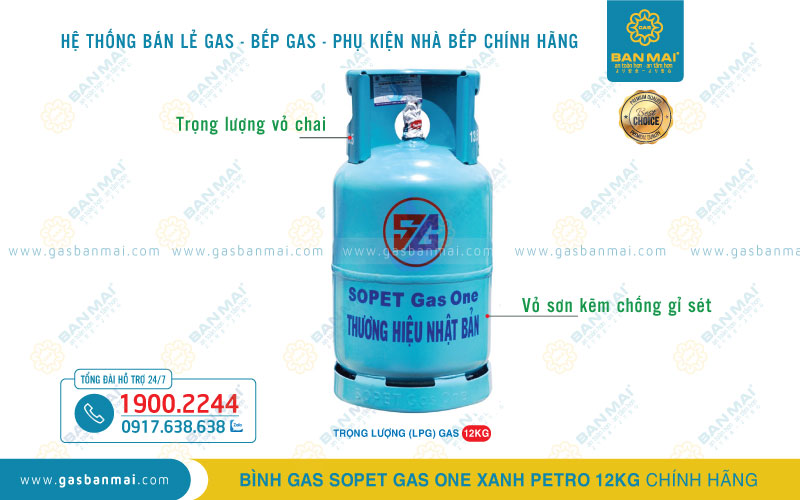 Bình Gas SOPET Xanh Petrolimex 12kg chính hãng