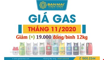 Giá gas tháng 11/2020 tăng 19.000 đồng/bình 12kg
