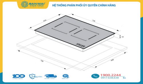 Kích thước khoét đá bếp 2 từ Spelier SPM-989QV