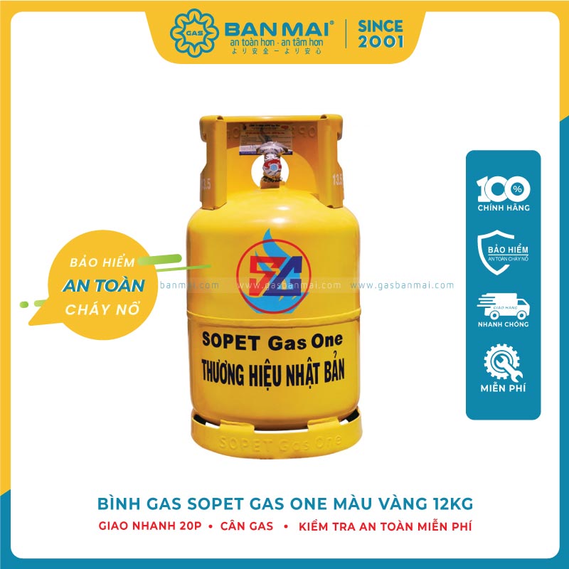Bình gas SOPET màu vàng 12kg chính hãng