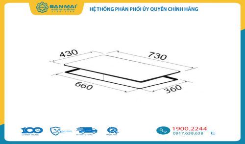 Kích thước khoét đá bếp 2 từ Kaff KF-IH2002LeBar