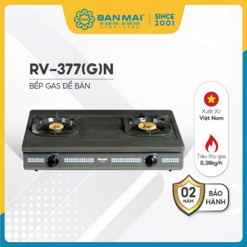 Bếp gas Rinnai-RV-377(G)N mặt men chính hãng