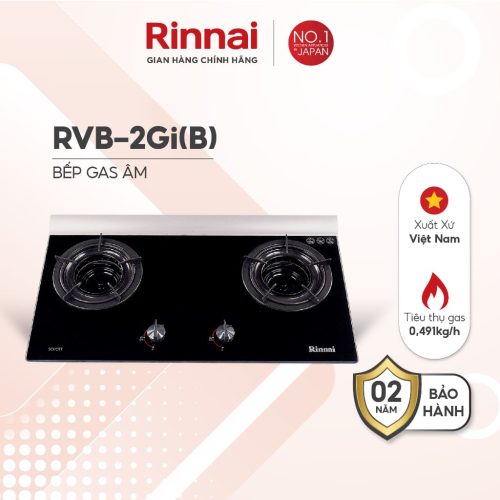 Bếp gas âm Rinnai RVB-2Gi(B) đầu đốt trong tiết kiệm gas